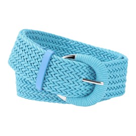 Allegra K Woven Plus Size Waist Belts Wide Braided Belts for Women Dress Metal Buckle 65-103cm/25.59-40.55" Blue