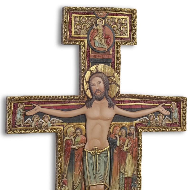 DevotedWalls 12” H San Damiano Crucifix, Catholic Francis of Assisi