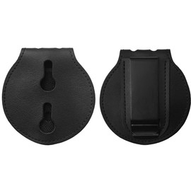 Sheriff Badge Holder Cowhide Universal Police Badge Holder Round Black Law Enforcement Badge Holder