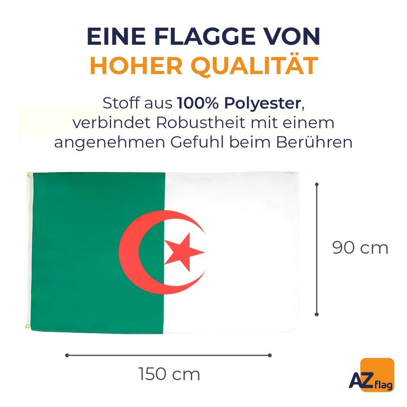 AZ Flag Algerian Flag 150 x 90 cm Fine Polyester
