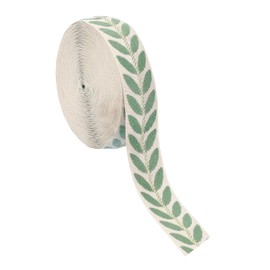 PATIKIL Blattmuster Jacquard-Bandbesatz, 1 Zoll 10 Yard Polyester Jacquard-Band Nähen Blätter Gurtband für Näharbeiten, Wohnkultur, Bekleidung, handgefertigte Taschen, Grün
