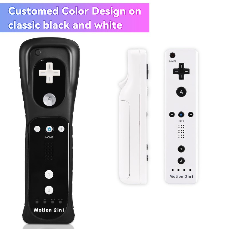 2 Pack Wii Controllers with Motion Plus, Includes Black and