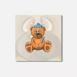 Unbranded Sick Teddy Bear Funny Animal 4'' X 4'' Square Wooden Coaster