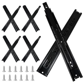 10 inch Drawer Slides 4 Pairs (8pcs) Full Extension Ball Bearing Drawer Slides 3 fold Full Stretch Side Mount Drawer Slides 100 LB Capacity Drawer Slide 10" Black