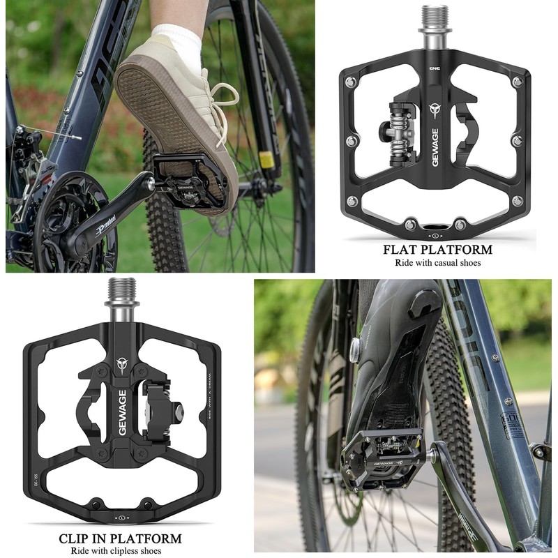 GEWAGE Mountain Bike Pedals- Dual Function Bicycle Flat Pedals and