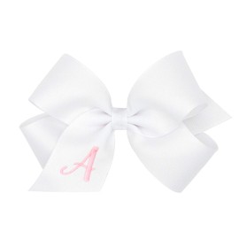 Wee Ones Girls' Initial It Monogram Hair Bows on a WeeStay No Slip Hair Clip, For All Ages and Hair Types, White Bow, Medium Size, Letter L