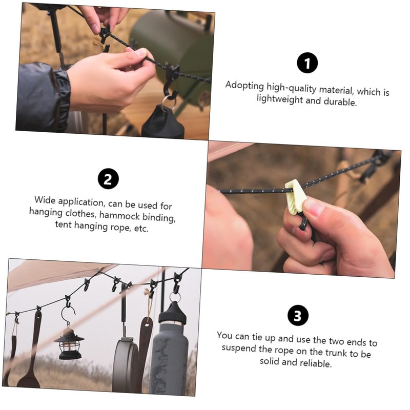 BIUDECO 1set Outdoor Camping Clothesline Strap Portable Multi-Function Drying Rope
