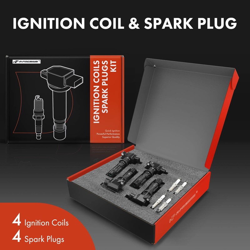 A-Premium Set of 4 Ignition Coil Pack and Iridium Spark
