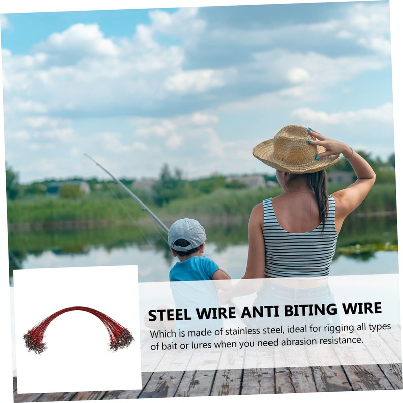 NOLITOY 100pcs Fishing Wire Leader with Swivel Bite-Resistant Rig for