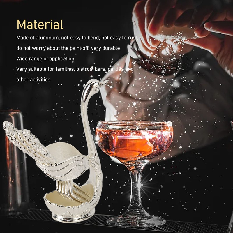 Swan Base Holder Forks Set Aluminum Silver Fashion Rustproof Decorative