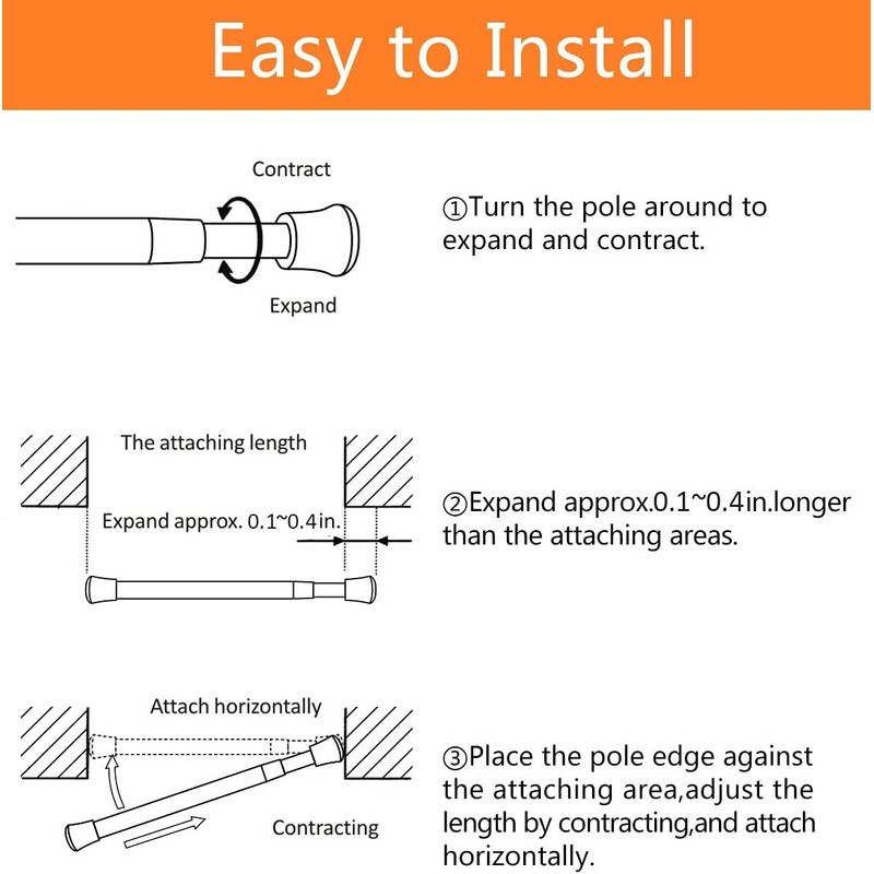 KXLife 2 Pack Small Spring Tension Curtain Rod Adjustable 11.5