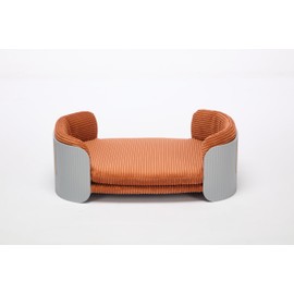 Scandinavian style Cat Couch Bed, Pet Sofa for Indoor Cats PP Indoor Pet Furniture Elevated Cat Beds with Removable Mattress Cover Suitable for Kitty, Puppy or Small Animal Brand Design Grey+Brown