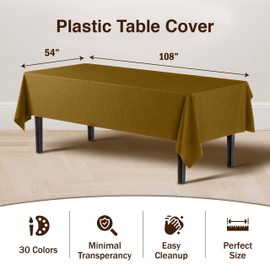 Party Solids Gold Tablecloths for Rectangle Tables 48 Pack Plastic Table Cloth Disposable 54" X 108" Gold Table Cloths Rectangle Tablecloth Plastic Tablecloths Rectangular for Party Supplies