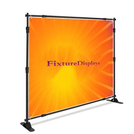 FixtureDisplays Photo Backdrop Stand Banner Holder Adjustable Photography Poster 8x8' TradeShow