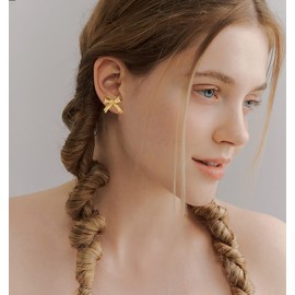 ENSKEFEN Small Gold Bow Stud Earrings for Women Little Ribbon Earrings Cute Bowknot Earrings Bow Jewelry Gifts