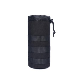 Molle Water Bottle Holder, Bottle Holder Backpack 1000D Nylon Sports Tactical Backpack Water Bottle Cover with Drawstring and Mesh Bottom for Outdoor Hiking Hunting Camping Training (Black)