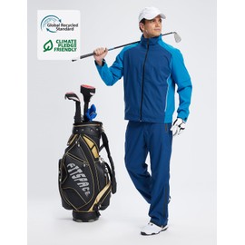 fit space Waterproof Golf Rain Jacket for Men 22K Performance Lightweight Rain Jackets for All Sports (Blue-full-zip, 3X-Large)
