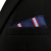 S&W SHLAX&WING Men's Pocket Square Striped Blue Navy with Red