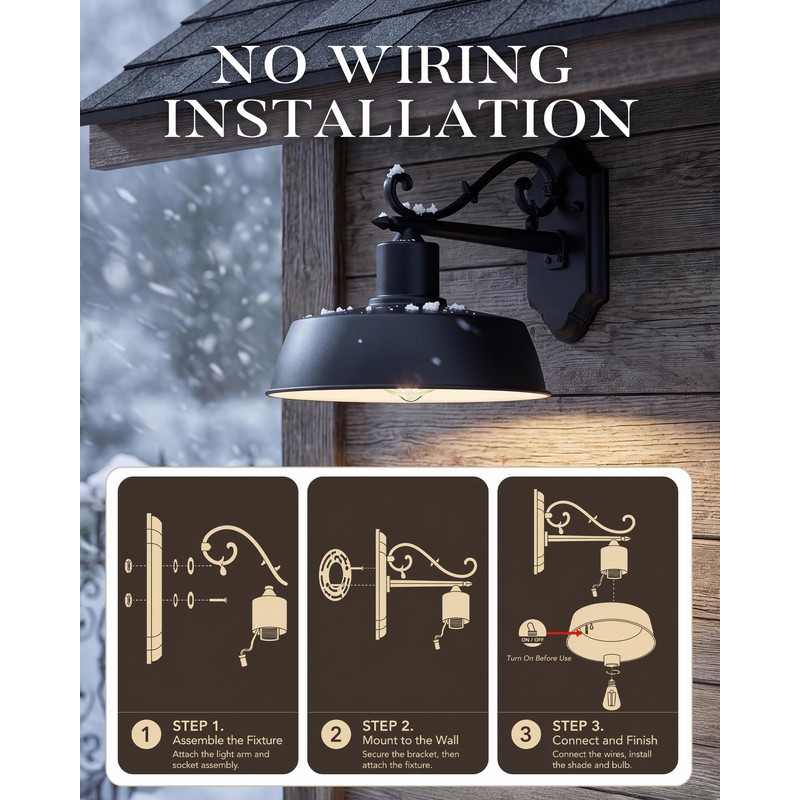 Solar Powered Barn Lights Outdoor, Dusk to Dawn 12.4" Outdoor
