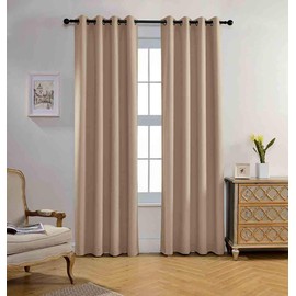 Miuco Room Darkening Curtains Textured Grommet Thermal Insulated Blackout Curtains for Bedroom Set of 2 52x95 Inch Taupe