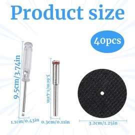 40PCS Rotary Tool Cut Off Wheel Set,32 mm Reinforced Fiberglass Cutting Tool Wheel and 8 PCS 402 Mandrels,rotary tool accessories forCutting Wood, Stone, Metal (With screwdriver)