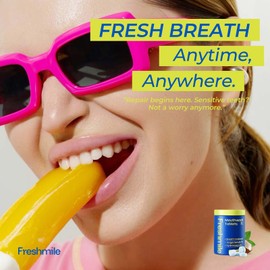 Freshmile Travel Mouthwash Tablets for Sensitive Teeth & Gum Health – Fluoride & Alcohol-Free, Nano-Hydroxyapatite (NHA) & Xylitol for Bad Breath & Tooth Repair (60 Count)