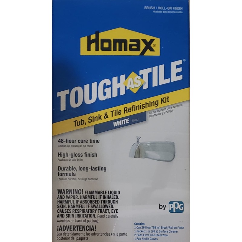 Homax Tub and Tile Refinishing Kit, White, 26 oz, Brush