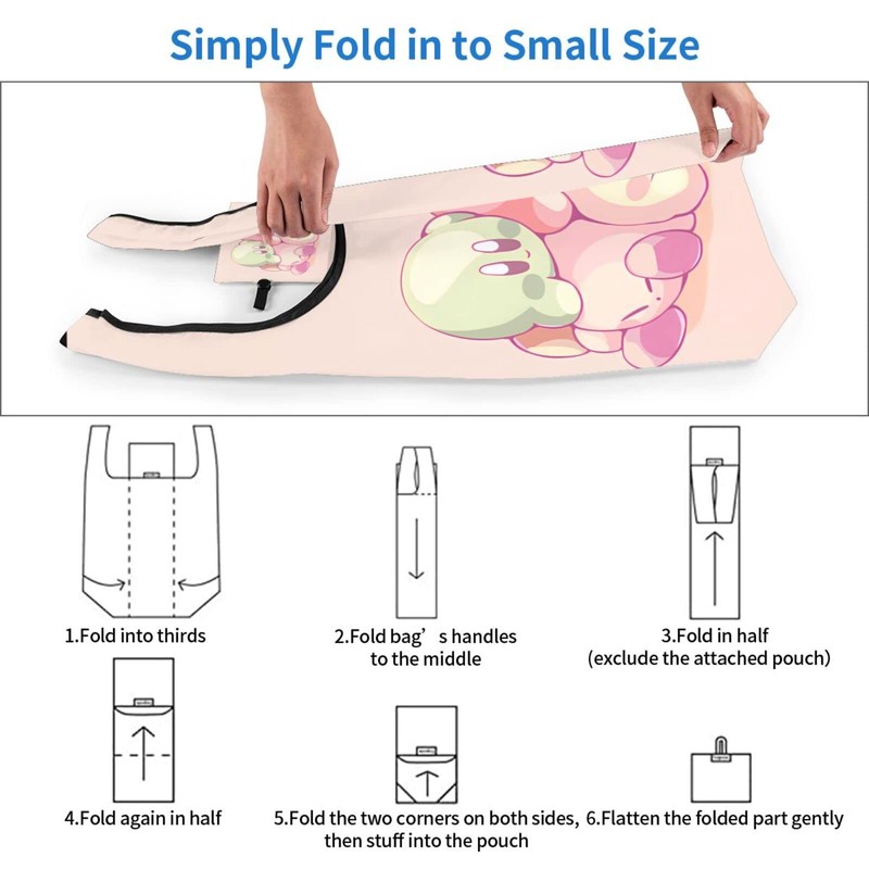 HTSW Eco Bag, Large Capacity, Stylish, Kirby, Compact, Foldable, Popular,