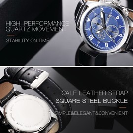 TIME100 Watch for Men Mens Fashion Quartz Watch,Multifunctional Business and Leisure Watches with Three Sub Dial Chronograph Calendar