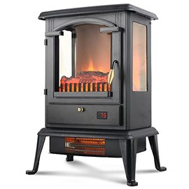 Selectric Electric Fireplace Heater with Remote,22.4" Freestanding Portable Infrared Fireplace Heater Stove with 3-Sides Realistic Flame for Indoor Use, Overheating and Tip-Over Safety,1000W/1500W