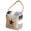 Zovylks Nautical Door Stopper, White with Blue Striped Square Stuffed
