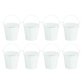 PATIKIL 3"x3" Small Metal Buckets with Handle, 8 Pcs Mini Galvanized Bucket Colorful Easter Buckets for Crafts Party Favors Decoration, White