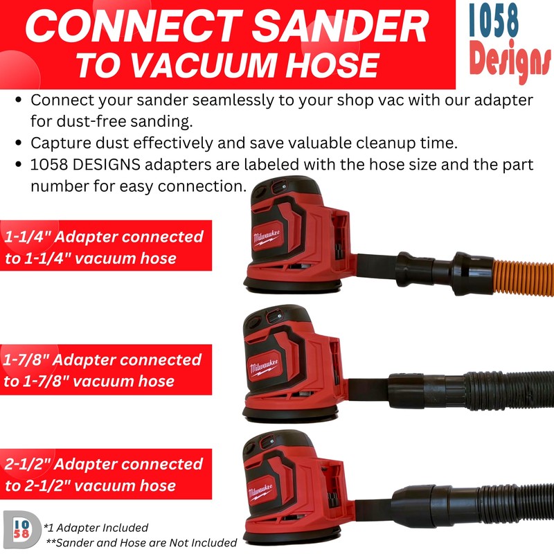 Sander Vacuum Adapter for MILWAUKEE Sanders - Shop Vac Attachment