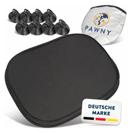 PAWNY©, Baby Car Sun Shade with UV Protection (Set of 2) Including 8 Extra Strong Suction Cups, Universal Size, Sun Protection Car Baby for Babies and Children (Black)