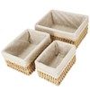 GOYADA Pack of 3 Wicker Rectangular Woven Basket with Yellow