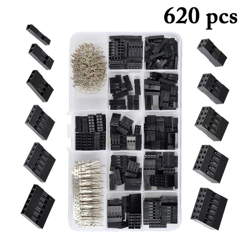620-Piece 2.54 mm Dupont Connector Set, Pitch 1 2 3