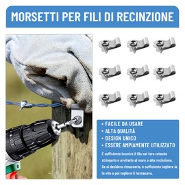 iHYTOON Fence Wire Clamps Agriculture Fence Mounting Clips Stainless Steel Wire Clips with Screws for Welded Wire to Wood, Metal or Vinyl Fence, Wood Vinyl Fence (100)