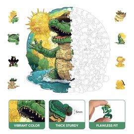 MYS A·U·R Crocodile Wooden Puzzles for Adults, Alligator Jigsaw Puzzles 500 Pieces, 16.4x16.5in, Unique Shaped Animal Wood Puzzles, Cool Reptile Adult Puzzles, Birthday Gifts for Adults and Kids