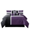 Chezmoi Collection Upland 7-Piece Quilted Patchwork Comforter Set, Purple/Black/Gray, Full