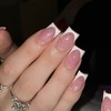 RUOKEXIN Medium Square Press on Nails White French Tip Fake