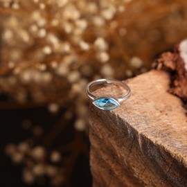 LOMBARDY JEWELRY Anillo de regalo de lujo de plata de ley 925 con circonita cúbica azul de corte brillante, color aguamarina, 8, Metal Metal Piedra (circonita cúbica), Aguamarina, de imitación