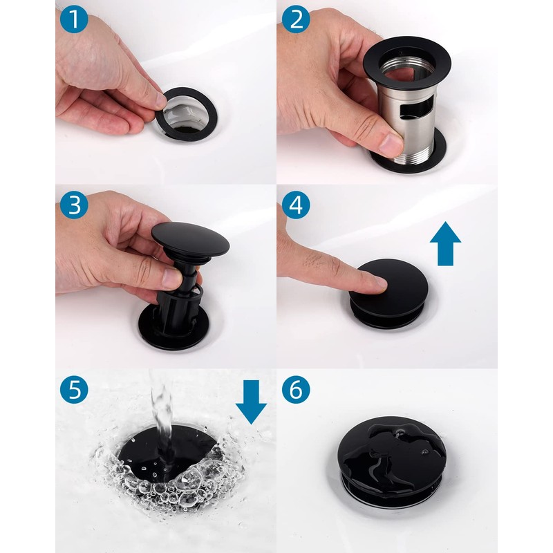 Hibbent 2 Pack Universal Bathroom Sink Drain Stopper, Pop Up