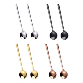 8-Piece Small Round Coffee Spoon, Mini Espresso Spoon, Mini Spoon, Black Coffee Spoon, Small Stainless Steel Spoon Set
