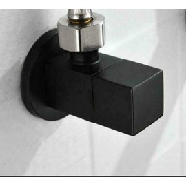 Square Angle Stop Valve Brass Black Finish G1/2"Shut Off Valve For Bathroom Toilet Bidet Shower