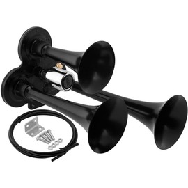 Vixen Horns Train Horn for Truck/Car. 3 Air Horn Black Trumpets. Super Loud dB. Fits 12v/24v Vehicles like Semi/Pickup/Jeep/RV/SUV VXH3311B
