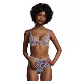Lands' End Lands End NEW 6 Bikini Top Swim Padded Cups Stretch Twist Underwire Paisley Mix