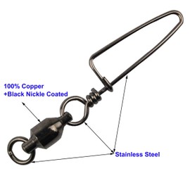 Easy Catch 10 Pack High-Strength Fishing Ball Bearing Swivel with Coastlock Snap, Strong Welded Ring for Saltwater Fishing-18Lb to 350Lb (100% Copper+Stainless Steel)(Size 6+6 (180lb) 10Pack)