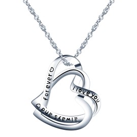 feilok 925 Sterling Silver Necklaces for Women heart Twist I love you always and forever Necklace Jewelry for Women Silver Necklace