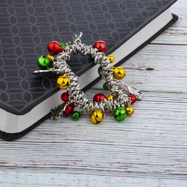 LUX ACCESSORIES Christmas Silver Jingle Bell Charm Stretch Bracelet