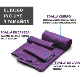 Toalla Microfibra Secado Rápido 3 Pack, Toalla Natacion Super Absorbente Toalla Gym de Baño Suave y Ligero para Natacion, Toalla de Viaje Ligera y Portatil para Natacion, Deporte, Baño, Viajes, Morado